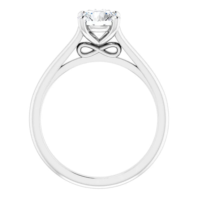 Infinity Inspired 1 Carat Round Solitaire Diamond Engagement Ring 14K White Gold