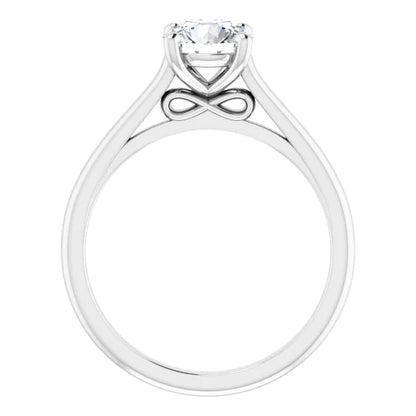 Infinity Inspired 1 Carat Round Solitaire Diamond Engagement Ring 14K White Gold