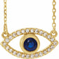 Evil Eye blue sapphire necklace yellow gold