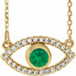 Evil Eye Emerald necklace 14k Yellow gold