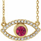 Evil Eye blue ruby necklace 14k Yellow gold 