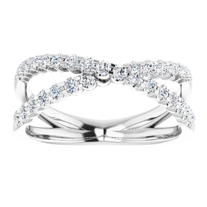 14K White Gold  Criss-Cross 1/2 CTW Natural Diamond Ring 