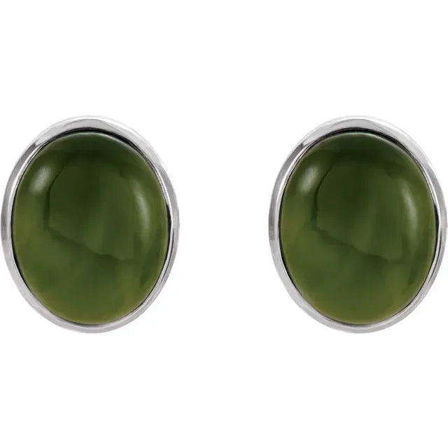 Natural Nephrite Jade Earrings Front Picture