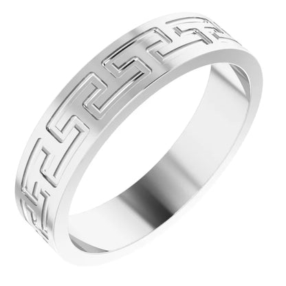 greek key men gold ring