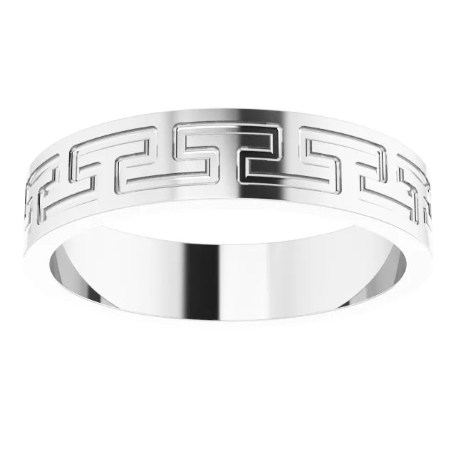 greek key men silver ring