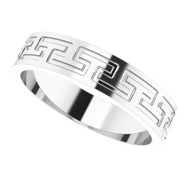 greek key men platinum ring