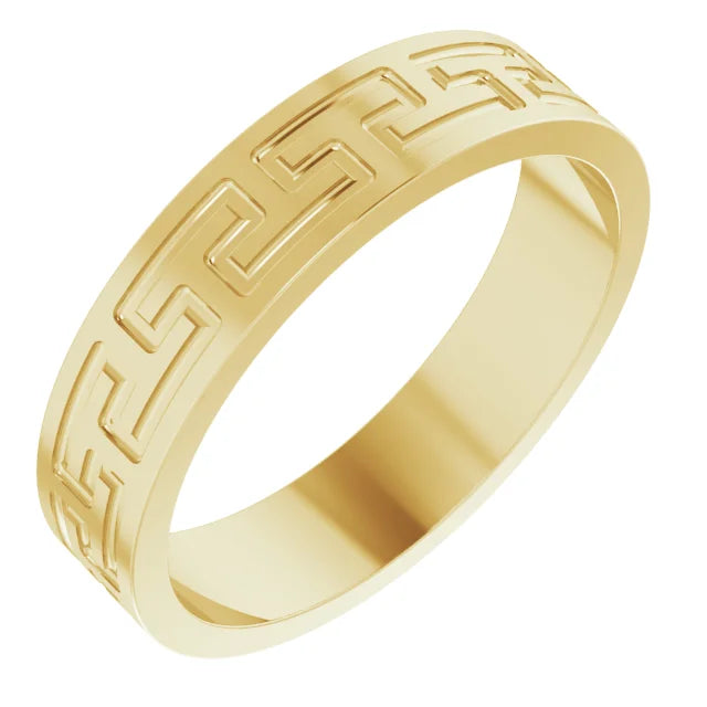 greek key men yellow gold ring