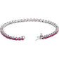 Natural Ruby tennis Bracelet 14k White gold Open 