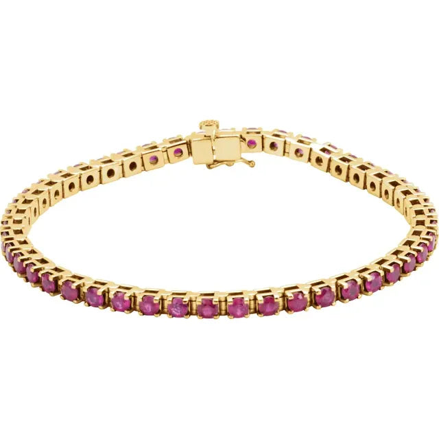 Natural Ruby tennis Bracelet 14k Yellow gold