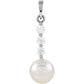 pearl Pendant - Pearl Necklace 14k  White Gold 1/4 CTW Diamonds