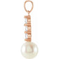 pearl Pendant - Pearl Necklace 14k Rose Gold 1/4 CTW Diamonds side picture