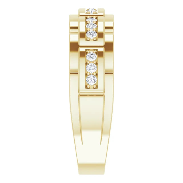 Men Ring 1/4 CTW Diamond on yellow gold Side Image