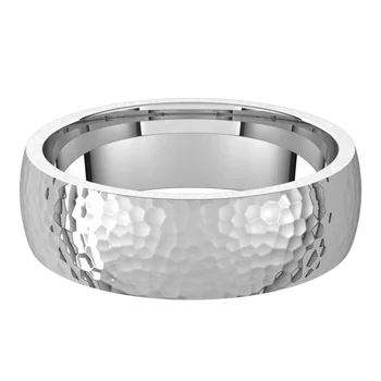 men Platinum wedding band hammer finish straight pic