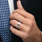 Man wearing a platinum diamond wedding band