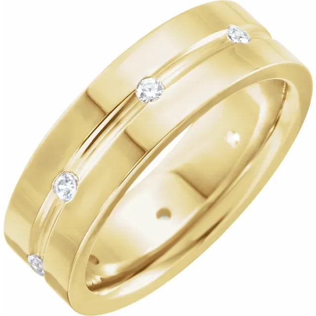 Men Yellow gold Diamond wedding band