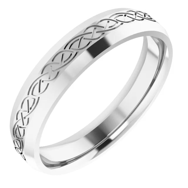 men platinum wedding Band Patterned