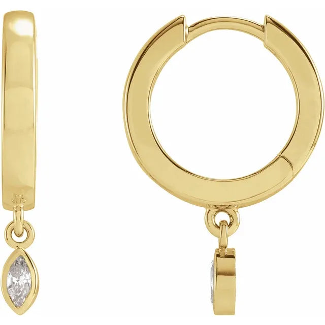 Diamond Hoop Earrings 14K Yellow Gold