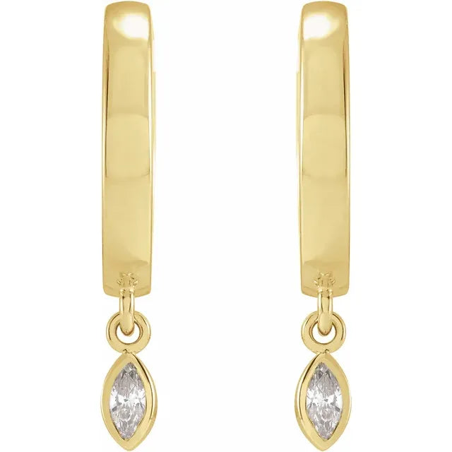 Diamond Hoop Earrings 14K yellow gold Straight Picture  