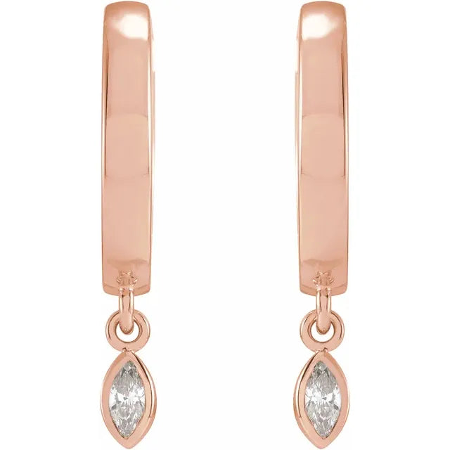 Diamond Hoop Earrings 14K Rose Gold Straight Picture 