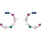 Cultured Freshwater Pearl & Natural Multi-Gemstone Earrings white gold showing stones