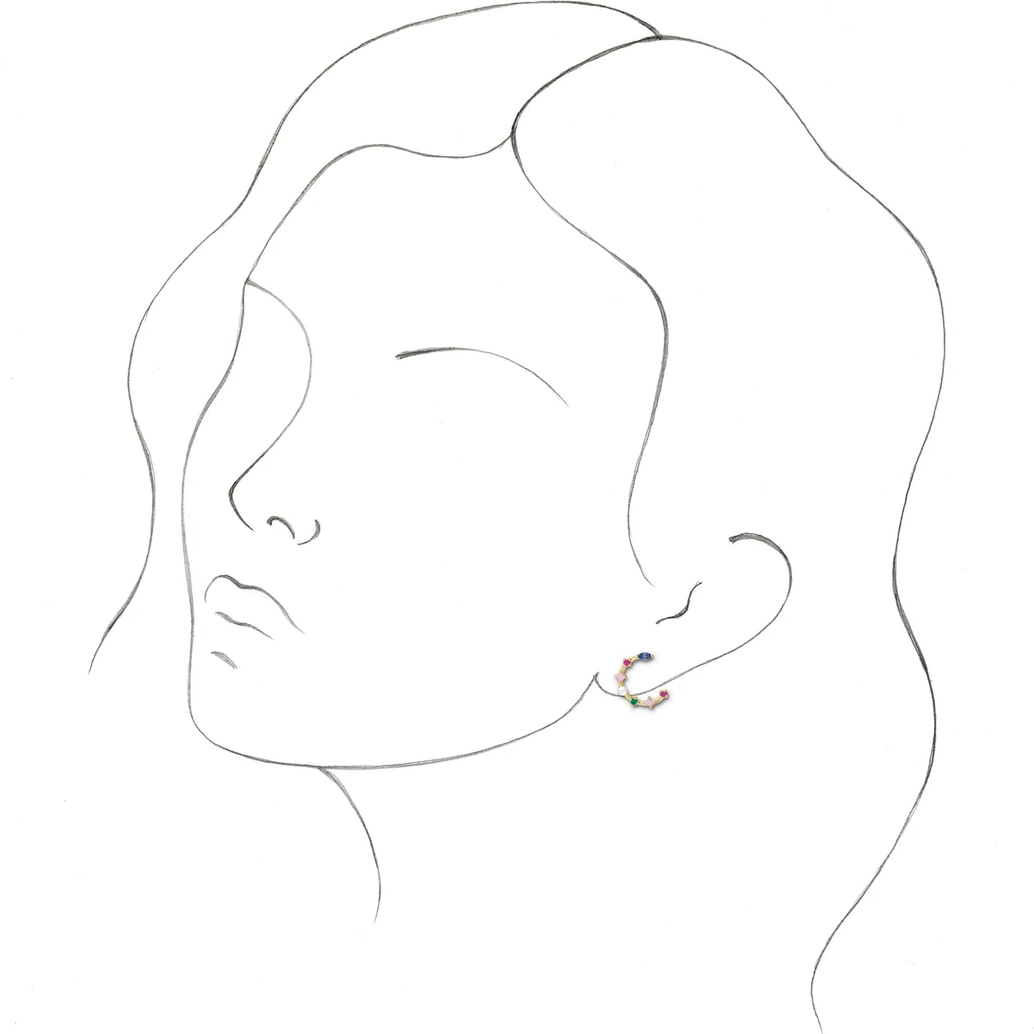 a picture of a model wearing Cultured Freshwater Pearl & Natural Multi-Gemstone Earrings 