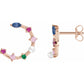 Cultured Freshwater Pearl & Natural Multi-Gemstone Earrings rose gold showing post