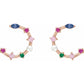 Cultured Freshwater Pearl & Natural Multi-Gemstone Earrings Rose Gold