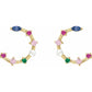 Cultured Freshwater Pearl & Natural Multi-Gemstone Earrings Yellow gold