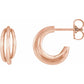 14K rose Gold Multi-Layer Hoop Earrings for women