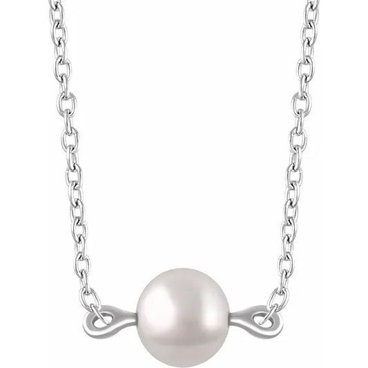 Cultured White Freshwater Pearl Necklace in white gold 
