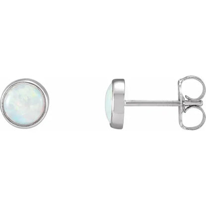 14K Gold White Opal Stud earrings details 