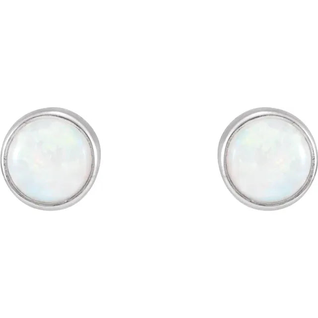 14K Gold White Opal Stud earrings 