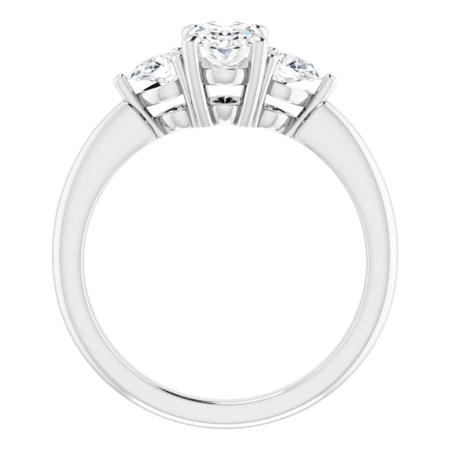 oval 1 CTW Three-Stone Diamond Engagement Ring 