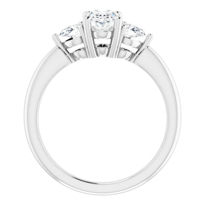 oval 1 CTW Three-Stone Diamond Engagement Ring 