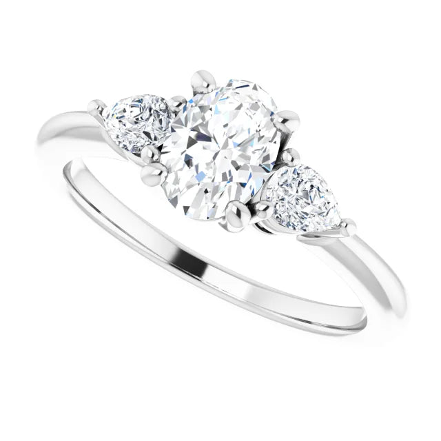 oval 1 CTW Three-Stone Diamond Engagement Ring platinum