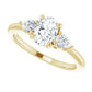 oval 1 CTW Three-Stone Diamond Engagement Ring yellow gold showing stones