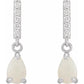 Natural White Opal Natural Diamond Dangle Earrings white gold