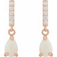 Natural White Opal Natural Diamond Dangle Earrings White gold