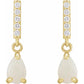 Natural White Opal Natural Diamond Dangle Earrings Yellow gold