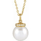 Diamond and Pearl Necklace 14K Yellow Gold