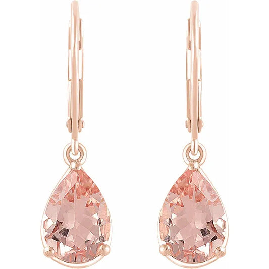 Natural Pink Morganite Earrings Front Picture 