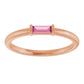 baguette engagement ring for women Pink Tourmaline Rose Gold