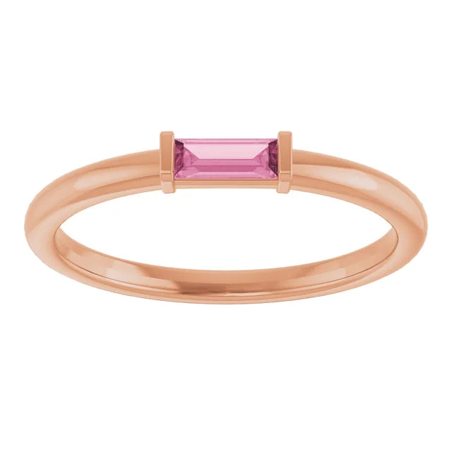 baguette engagement ring for women Pink Tourmaline Rose Gold