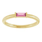 baguette engagement ring for women Pink Tourmaline Yellow Gold