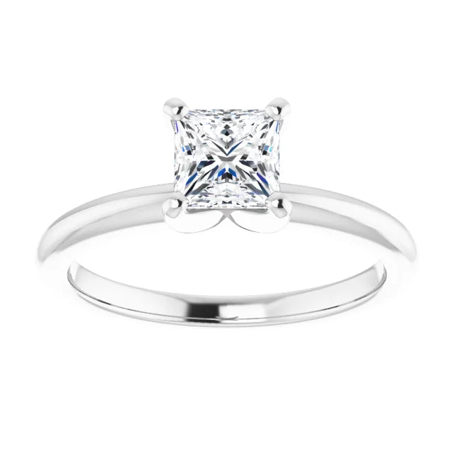 Princess Cut Solitaire Diamond Engagement Ring in Gold or Platinum