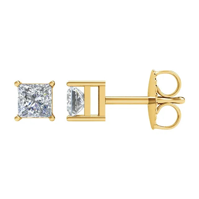 1 C diamond earrings (Diamond studs on yellow gold)