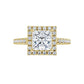 360 Video for 1 CT Halo Style Accented Shank Princes Cut Diamond Engagement Ring Set in Yellow Gold