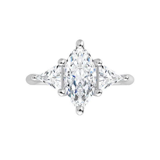 360 Video for 1 CT Marquise and Trillion Three Stone Diamond Engagement Ring for Women Set in white gold or platinum 