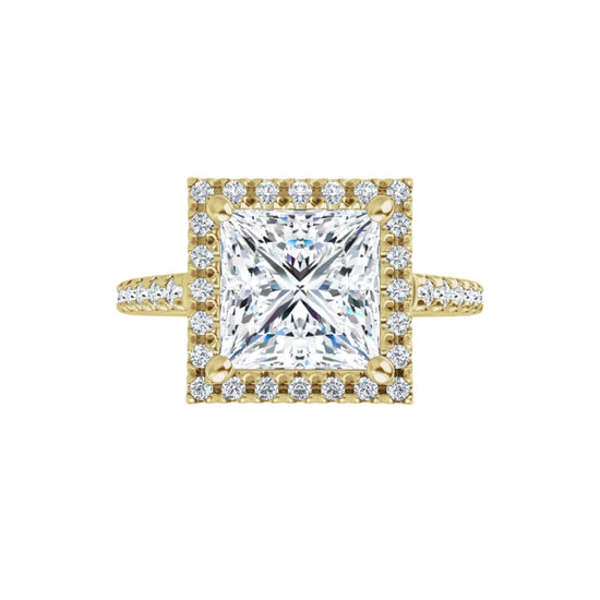 360 Video for 2 CT Halo Style Square Diamond Engagement Ring Set in Yellow gold 