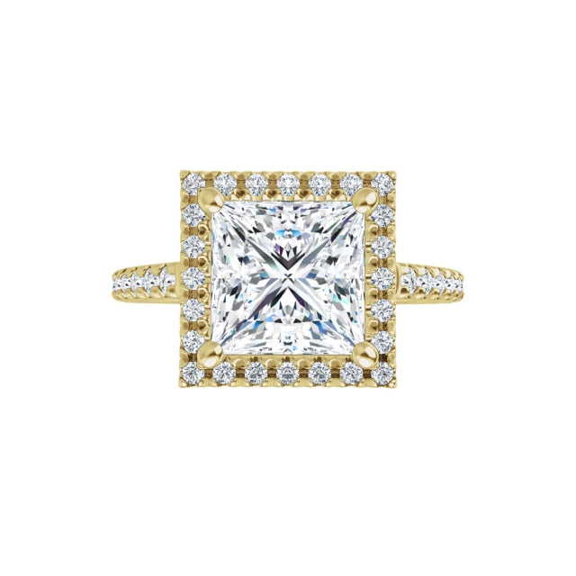 360 Video for 2 CT Halo Style Square Diamond Engagement Ring Set in Yellow gold 